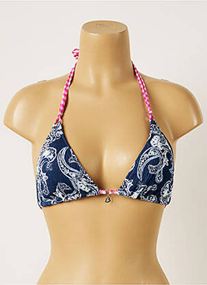 Haut de maillot de bain fermeture liens à nouer haut soutien-gorge moulé bleu BANANA MOON femme