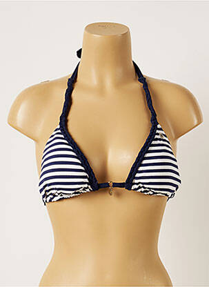 Haut de maillot de bain fermeture liens à nouer haut soutien-gorge moulé bleu BANANA MOON femme