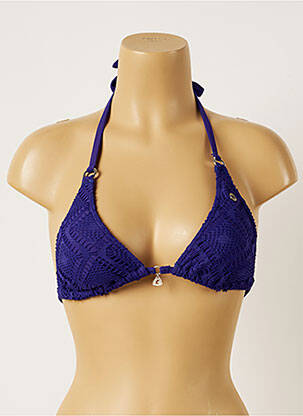 Haut de maillot de bain fermeture liens à nouer haut soutien-gorge moulé bleu BANANA MOON femme