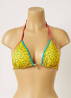 Haut de maillot de bain fermeture liens à nouer haut soutien-gorge moulé jaune BANANA MOON femme
