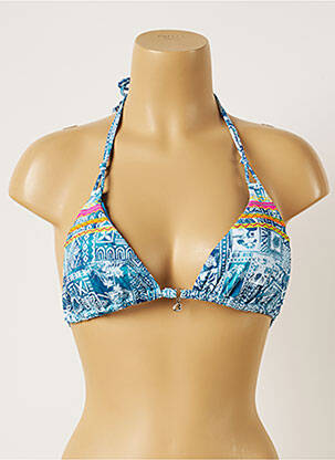 Haut de maillot de bain fermeture liens à nouer haut soutien-gorge moulé bleu BANANA MOON femme