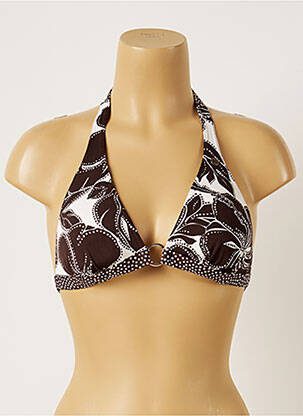 Haut de maillot de bain fermeture liens à nouer haut soutien-gorge moulé marron BANANA MOON femme