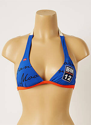 Haut de maillot de bain fermeture liens à nouer haut soutien-gorge moulé bleu BANANA MOON femme