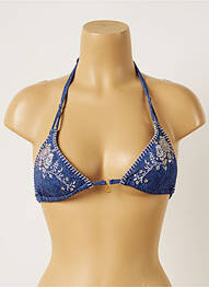 Haut de maillot de bain fermeture liens à nouer haut soutien-gorge moulé bleu BANANA MOON femme