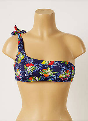 Haut de maillot de bain fermeture liens à nouer haut soutien-gorge moulé bleu BANANA MOON femme