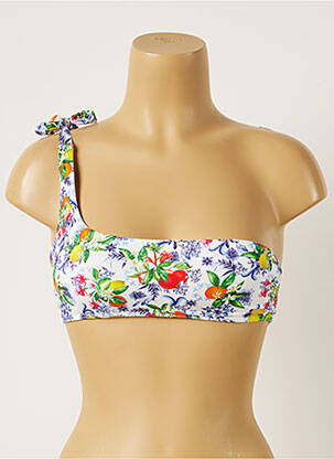 Haut de maillot de bain fermeture liens à nouer haut soutien-gorge moulé blanc BANANA MOON femme