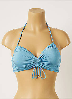 Haut de maillot de bain fermeture liens à nouer haut soutien-gorge moulé bleu BANANA MOON femme