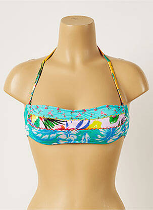 Haut de maillot de bain fermeture liens à nouer haut soutien-gorge moulé bleu BANANA MOON femme