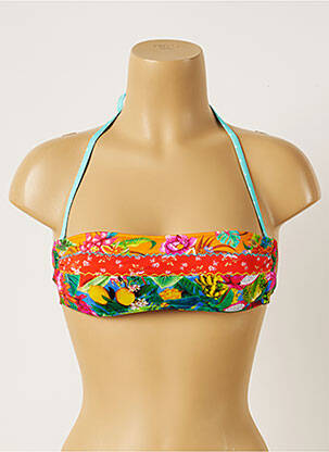 Haut de maillot de bain fermeture liens à nouer haut soutien-gorge moulé rouge BANANA MOON femme