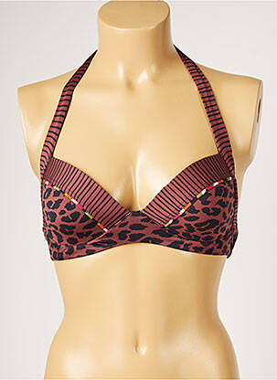 Haut de maillot de bain stretch haut soutien-gorge moulé marron LIVIA femme