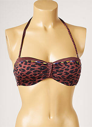 Haut de maillot de bain stretch haut soutien-gorge moulé marron LIVIA femme