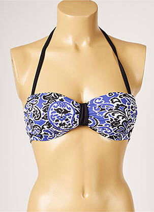 Haut de maillot de bain stretch haut soutien-gorge moulé bleu LIVIA femme