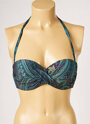 Haut de maillot de bain stretch haut soutien-gorge moulé vert LIVIA femme