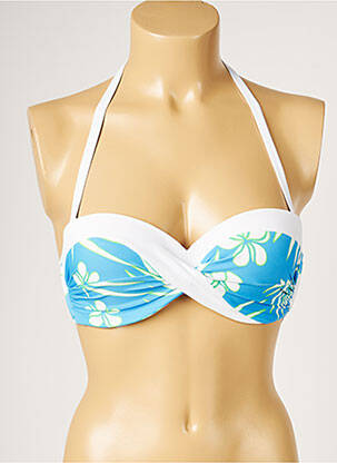 Haut de maillot de bain stretch haut soutien-gorge moulé bleu LIVIA femme