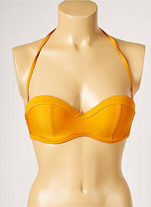 Haut de maillot de bain stretch haut soutien-gorge moulé jaune LIVIA femme