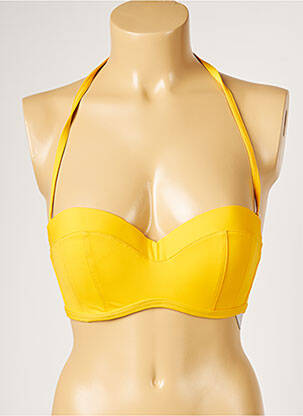 Haut de maillot de bain stretch haut soutien-gorge moulé jaune LIVIA femme