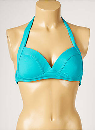 Haut de maillot de bain stretch haut soutien-gorge moulé bleu LIVIA femme