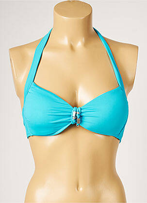 Haut de maillot de bain stretch haut soutien-gorge avec mousse de rembourrage amovible bleu LIVIA femme