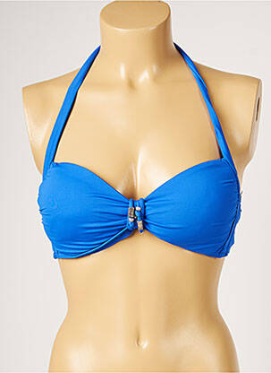 Haut de maillot de bain stretch haut soutien-gorge avec mousse de rembourrage amovible bleu LIVIA femme