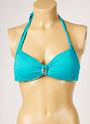 Haut de maillot de bain stretch haut soutien-gorge avec mousse de rembourrage amovible bleu LIVIA femme