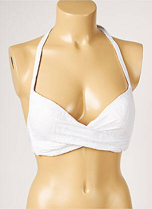 Haut de maillot de bain stretch haut soutien-gorge moulé blanc LIVIA femme