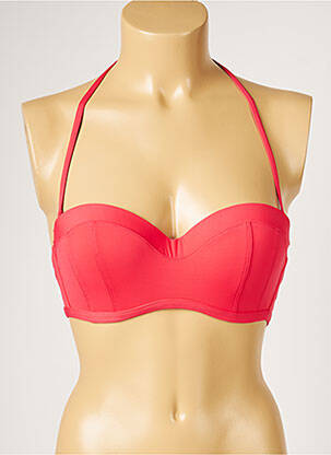 Haut de maillot de bain stretch haut soutien-gorge moulé rouge LIVIA femme