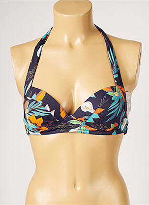 Haut de maillot de bain fermeture liens à nouer haut soutien-gorge moulé bleu LIVIA femme
