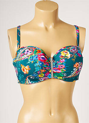 Haut de maillot de bain stretch haut soutien-gorge moulé vert LIVIA femme