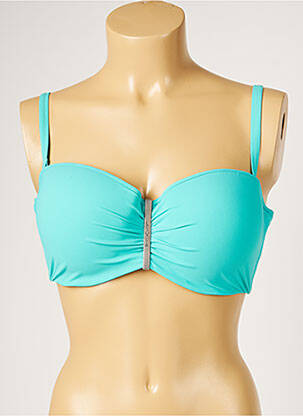 Haut de maillot de bain stretch haut soutien-gorge moulé bleu LIVIA femme