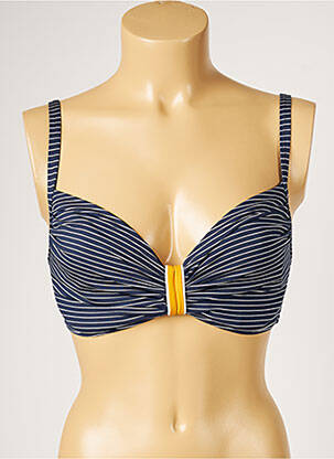 Haut de maillot de bain stretch haut soutien-gorge emboitant bleu LIVIA femme