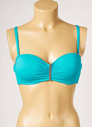 Haut de maillot de bain stretch haut soutien-gorge moulé bleu LIVIA femme