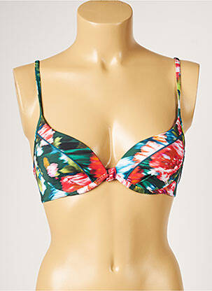 Haut de maillot de bain stretch haut soutien-gorge moulé vert LIVIA femme