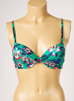 Haut de maillot de bain stretch haut soutien-gorge moulé vert LIVIA femme