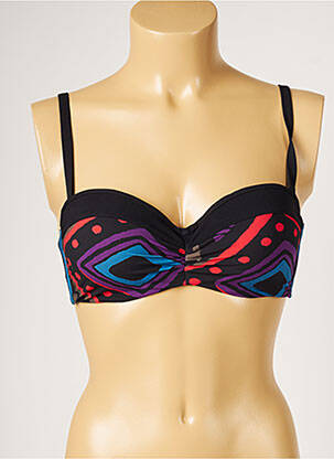 Haut de maillot de bain stretch haut soutien-gorge moulé noir LIVIA femme