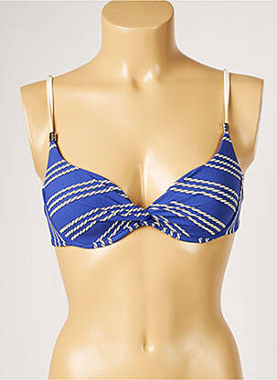 Haut de maillot de bain stretch haut soutien-gorge moulé bleu LIVIA femme