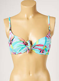 Haut de maillot de bain stretch haut soutien-gorge moulé bleu LIVIA femme