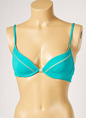 Haut de maillot de bain stretch haut soutien-gorge moulé bleu LIVIA femme