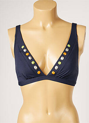 Haut de maillot de bain stretch haut soutien-gorge moulé bleu LIVIA femme