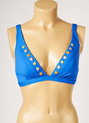 Haut de maillot de bain stretch haut soutien-gorge moulé bleu LIVIA femme
