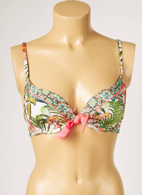 Haut de maillot de bain stretch haut soutien-gorge moulé vert LIVIA femme