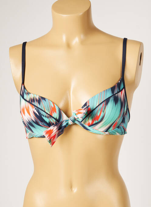 Haut de maillot de bain stretch haut soutien-gorge moulé bleu LIVIA femme