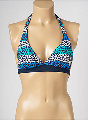 Haut de maillot de bain fermeture liens à nouer haut soutien-gorge moulé bleu LIVIA femme