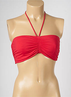 Haut de maillot de bain fermeture liens à nouer rouge LIVIA femme