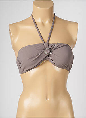 Haut de maillot de bain fermeture liens à nouer haut soutien-gorge moulé gris LIVIA femme