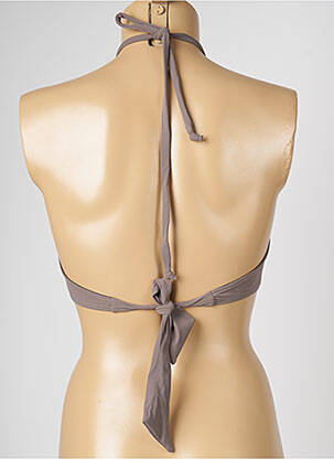 Haut de maillot de bain fermeture liens à nouer haut soutien-gorge moulé gris LIVIA femme