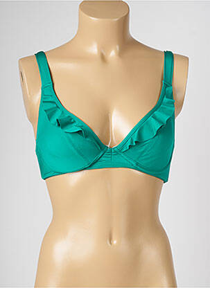 Haut de maillot de bain bretelles élastiquées ajustables vert LIVIA femme
