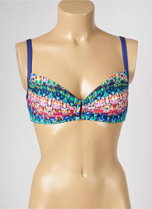 Haut de maillot de bain bretelles élastiquées ajustables bleu LIVIA femme