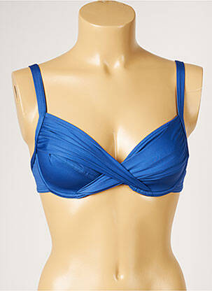 Haut de maillot de bain stretch haut soutien-gorge emboitant bleu LIVIA femme