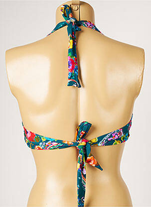 Haut de maillot de bain fermeture liens à nouer haut soutien-gorge push-up vert LIVIA femme