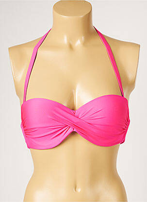 Haut de maillot de bain stretch haut bandeau rose LIVIA femme